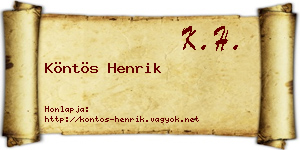 Köntös Henrik névjegykártya